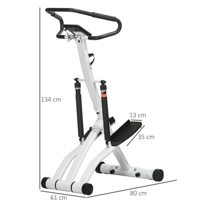 SPORTNOW Stepper Machine for Home, Foldable Stair Stepper with 12-Level Hydraulic Resistance, Stair Climber with LCD Monitor, Heart Rate Sensor and Drink Holder, White and Black
