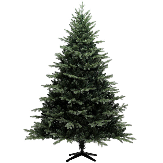 HOMCOM 7ft Artificial Spurce Christmas Tree with 3116 Branch Tips and Foldable Steel Base, Realistic Hinged Xmas Tree, Holiday DŽcor for Home Office, Green
