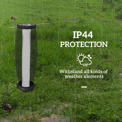 Lampa ogrodowa Outsunny Solar, 71,5 cm wysokości, metalowa lampa podłogowa, automatyczne włączanie/wyłączanie, lampa ogrodowa LED Solar z kloszem z metalowego drutu, IP44 do użytku na zewnątrz, na ganku, ścieżce, tarasie, w kolorze czarnym