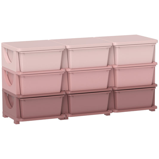 HOMCOM Kids Storage Unit, with Nine Drawers - Pink