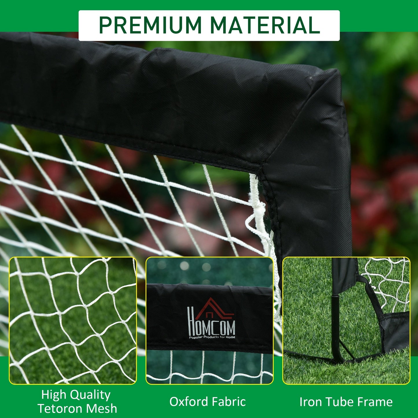 HOMCOM Set of 2 Football Goal Net 6 x 3 ft Foldable Outdoor Sport Training Teens Adults Football with Carrying Bag Black