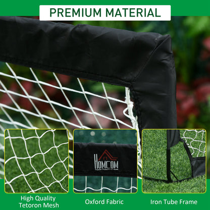 HOMCOM Set of 2 Football Goal Net 6 x 3 ft Foldable Outdoor Sport Training Teens Adults Football with Carrying Bag Black