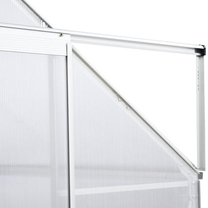 Outsunny 6 x 4 FT Walk-In Greenhouse Polycarbonate Panels Aluminium Frame w/ Sliding Door Adjustable Window 2.5_ Inner Area Plant Vegetable Flower Grow Green House Protection