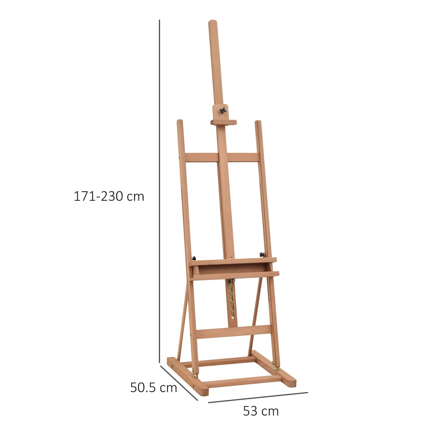 Vinsetto Wooden Easel Stand H-Frame Artist Easel with 171-230cm Adjustable Height and 0-80¡ Working Angles Beech Wood Art Easel for Displaying Painting Wedding Sign Nature Wood Finish