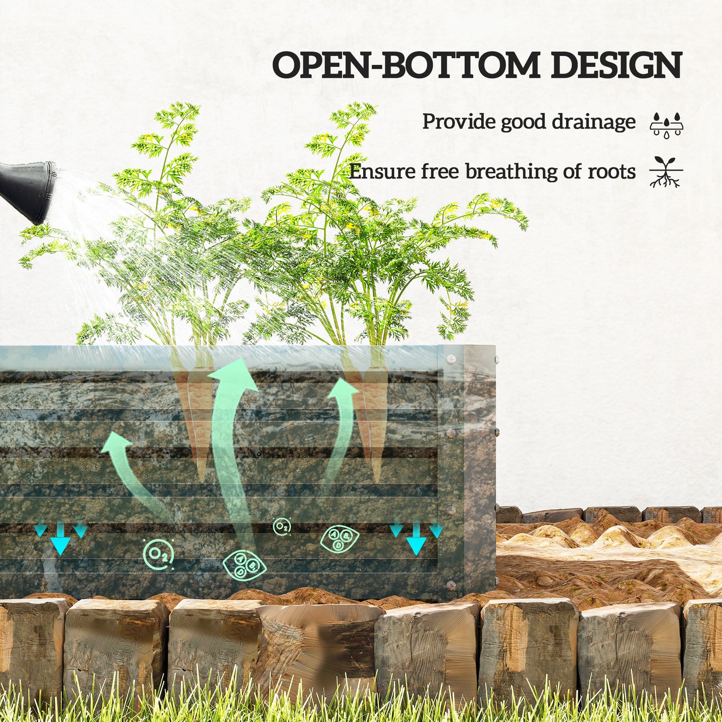Outsunny Set of Two 110 x 65cm Steel Planter Boxes - Green