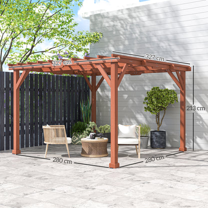 Zestaw pergoli drewnianej Outsunny 3,3 x 3,3 m, altana Graden Pergola, kratka na winorośl ze stabilną konstrukcją dla pnączy, kwiaty