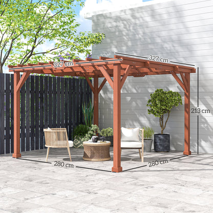 Outsunny 3.3 x 3.3 m Wooden Pergola Kit, Graden Pergola Gazebo Grape Trellis with Stable Structure for Climbing Vines, Flowers