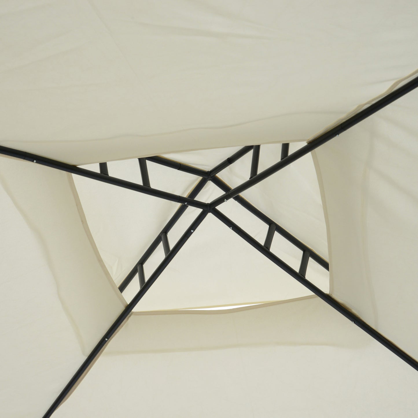 Outsunny 3 x 3 m Metal Gazebo, Garden Pavillion, Double√Ç Roof Outdoor Canopy Shelter with Mesh Sidewalls, Cream White