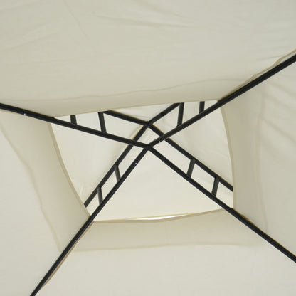 Outsunny 3 x 3 m Metal Gazebo, Garden Pavillion, Double√Ç Roof Outdoor Canopy Shelter with Mesh Sidewalls, Cream White