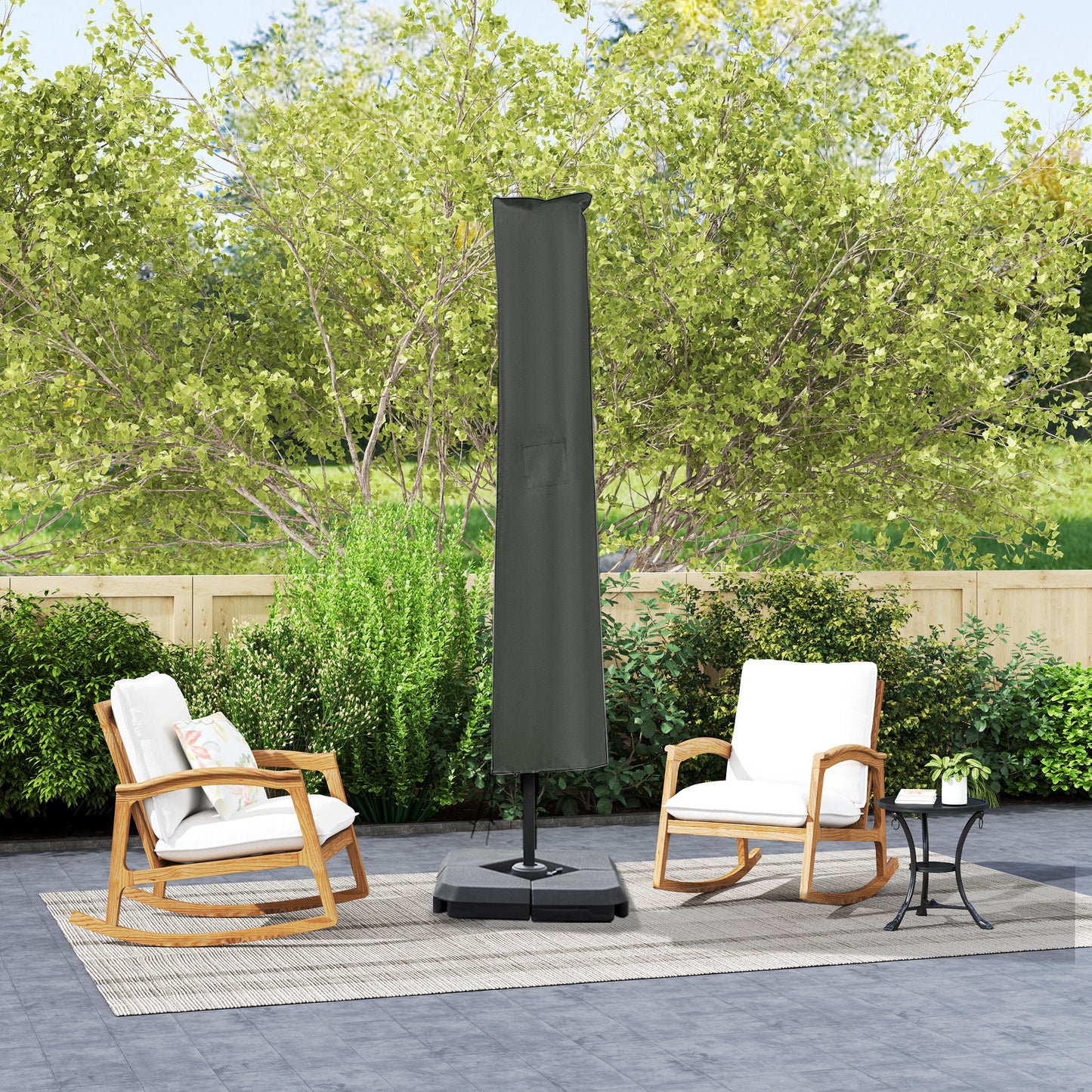 Outsunny 2.7 x 2.7(m) Cantilever Parasol with Aluminium Frame, Crank and Tilt, 360√Ç¬∞ Rotation, Double Top Garden Umbrella with Base and Cover, Khaki