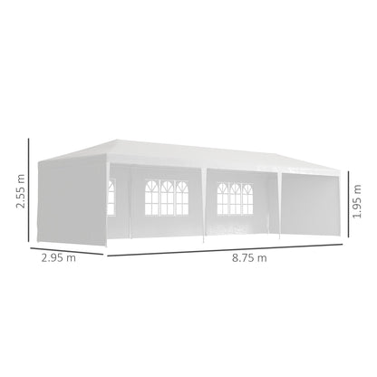 خيمة حفلات وحفلات الزفاف من Outsunny Garden Gazebo Marquee (9 أمتار × 3 أمتار) - بيضاء