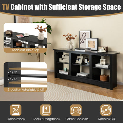 Electric Fireplace and TV Stand Bundle with Open Storage Shelves-Black