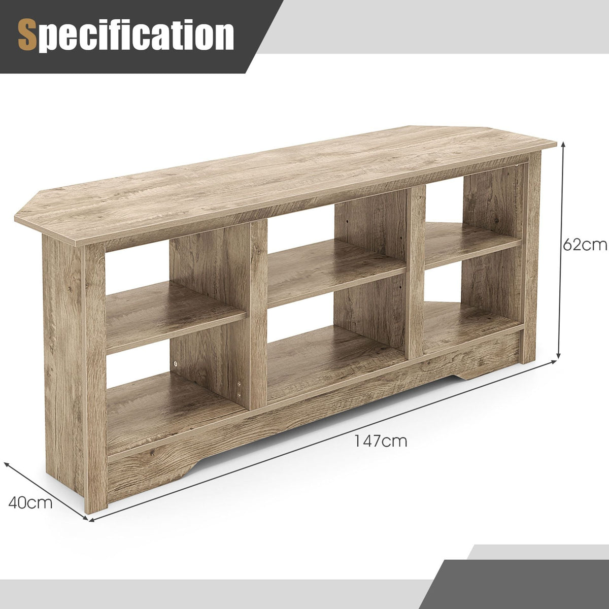 Electric Fireplace and TV Stand Bundle with Open Storage Shelves-Grey