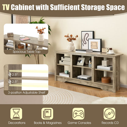 Electric Fireplace and TV Stand Bundle with Open Storage Shelves-Grey