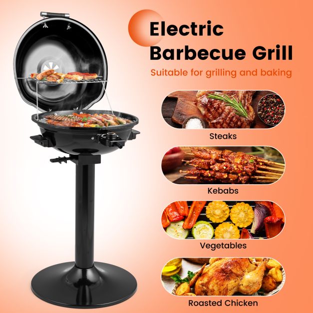 Electric BBQ Grill with Removable Non-Stick Grilling Rack-Black