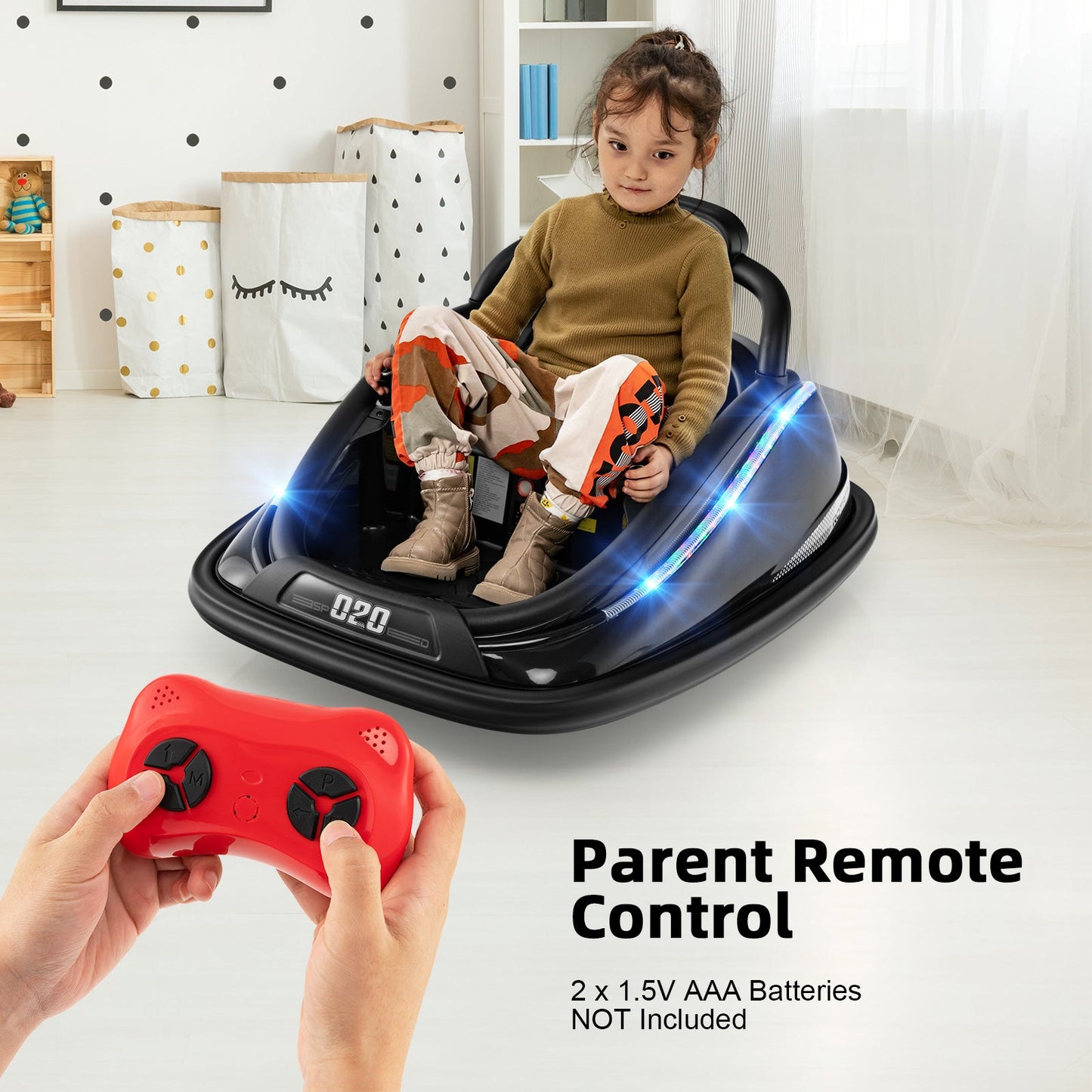 Electric Bumper Car with Remote Control for Kids-Black