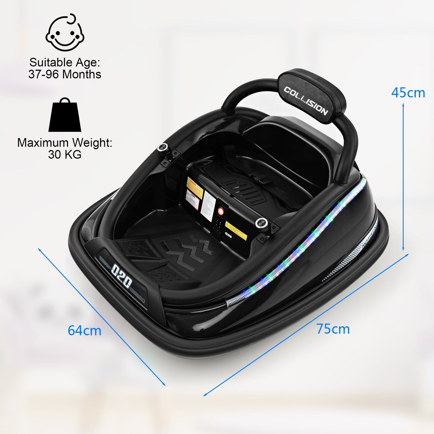 Electric Bumper Car with Remote Control for Kids-Black