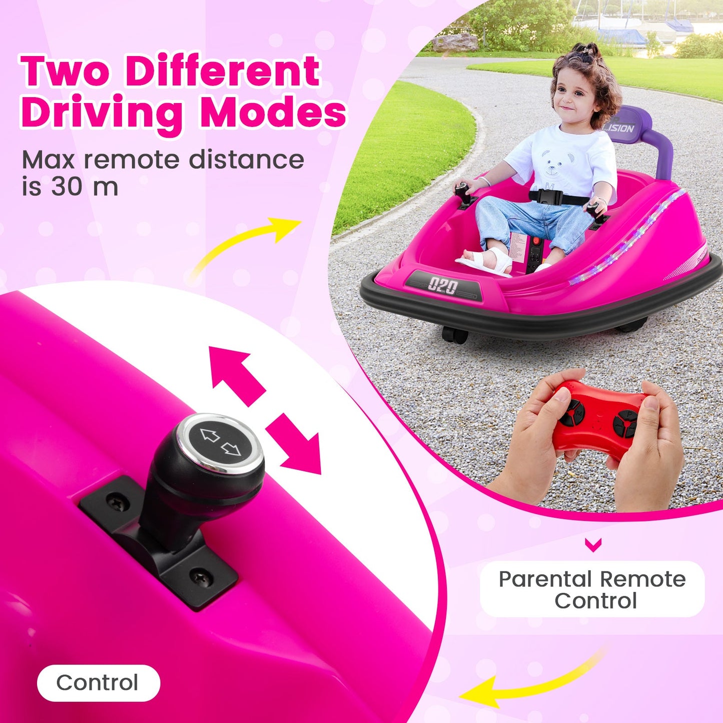 Electric Bumper Car with Remote Control for Kids-Pink