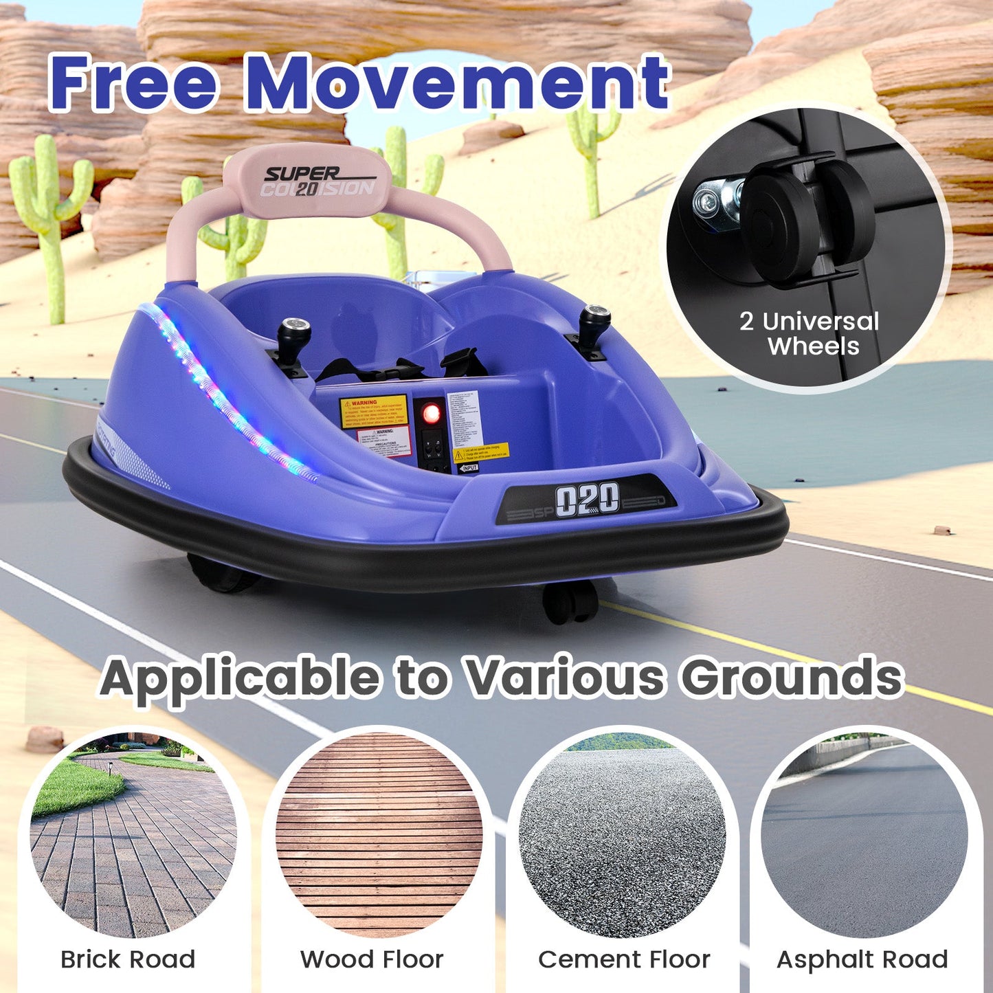 Electric Bumper Car with Remote Control for Kids-Purple