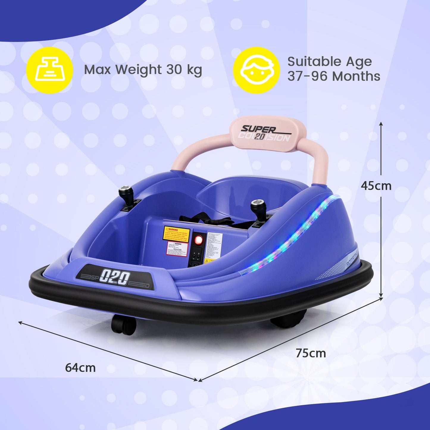 Electric Bumper Car with Remote Control for Kids-Purple