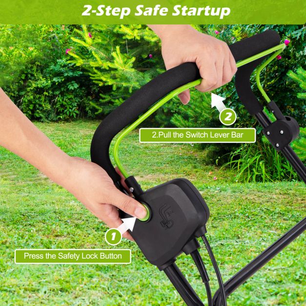Adjustable Electric Dethatcher and Scarifier Folding Walk-Behind Weeder-Green