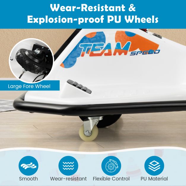 Electric Drifting Go Kart for Kids with 360° Spin Wireless Connection and USB-Navy