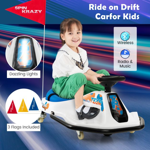 Electric Drifting Go Kart for Kids with 360° Spin Wireless Connection and USB-Navy