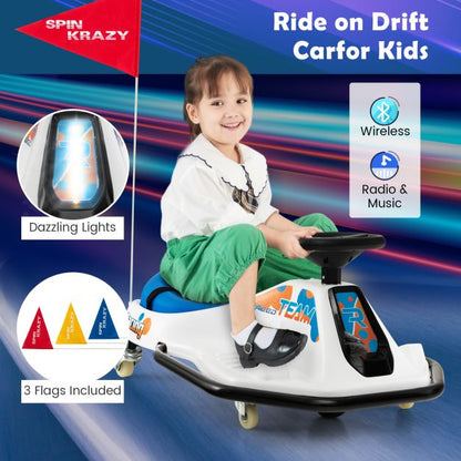Electric Drifting Go Kart for Kids with 360° Spin Wireless Connection and USB-Navy