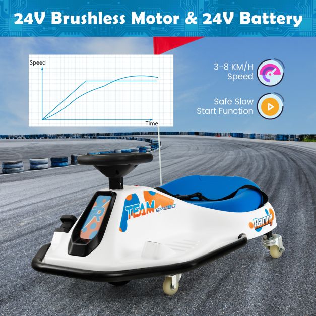 Electric Drifting Go Kart for Kids with 360° Spin Wireless Connection and USB-Navy