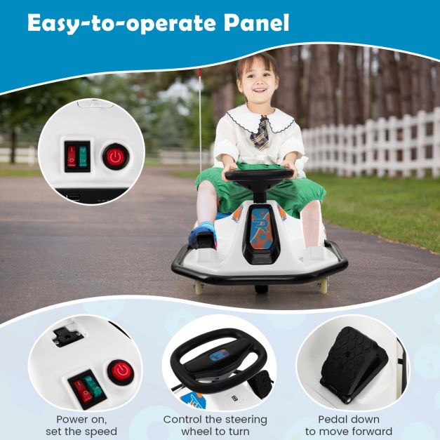 Electric Drifting Go Kart for Kids with 360° Spin Wireless Connection and USB-Navy