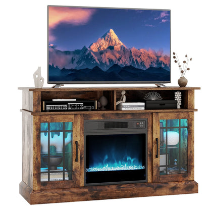 Electric Fireplace TV Stand with RGB LED Lights for TVs Up to 50 Inch-Coffee