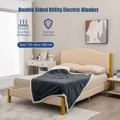 Electric Heated Blanket Throw with 10 Heat Settings-Grey