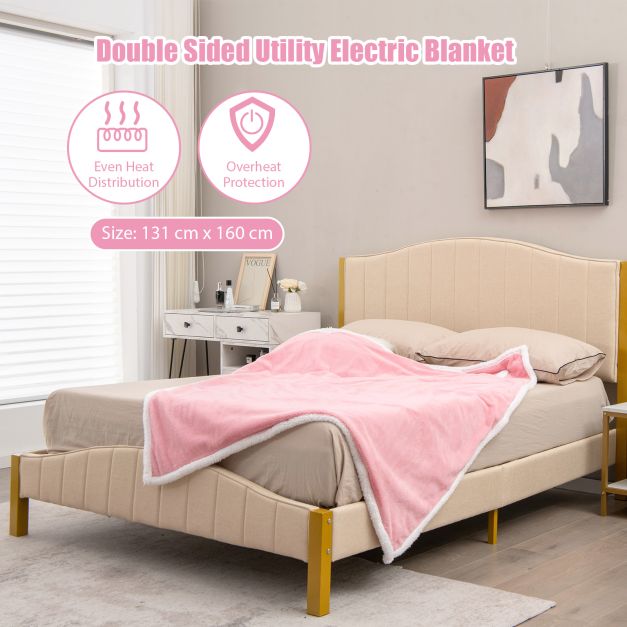 Electric Heated Blanket Throw with 10 Heat Settings-Pink