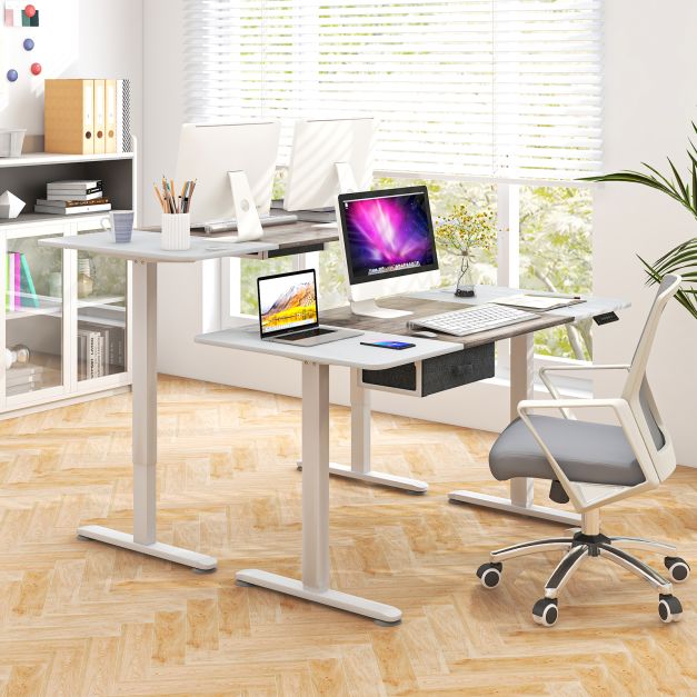 Electric Height Adjustable Standing Desk with USB Charging Port-Grey
