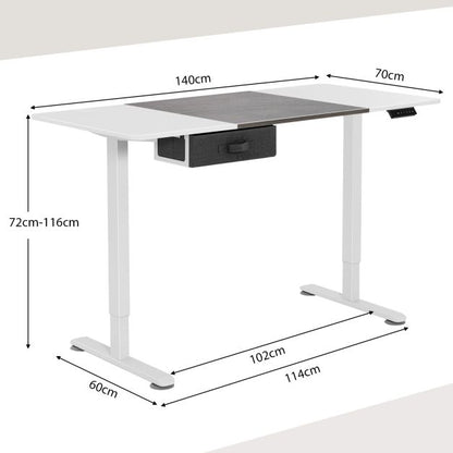 Electric Height Adjustable Standing Desk with USB Charging Port-Grey