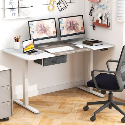 Electric Height Adjustable Standing Desk with USB Charging Port-Grey