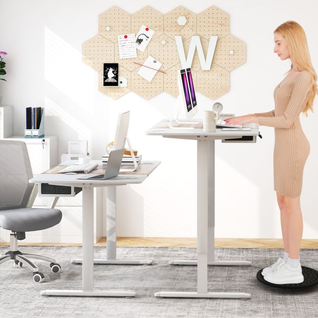 Electric Height Adjustable Standing Desk with USB Charging Port-Grey