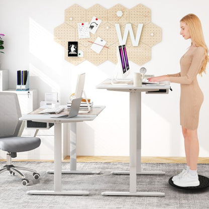 Electric Height Adjustable Standing Desk with USB Charging Port-Grey