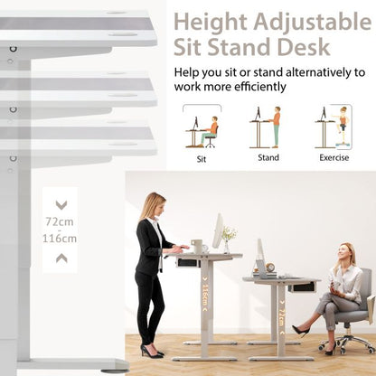 Electric Height Adjustable Standing Desk with USB Charging Port-Grey