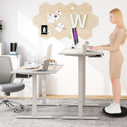 Electric Height Adjustable Standing Desk with USB Charging Port-Natural