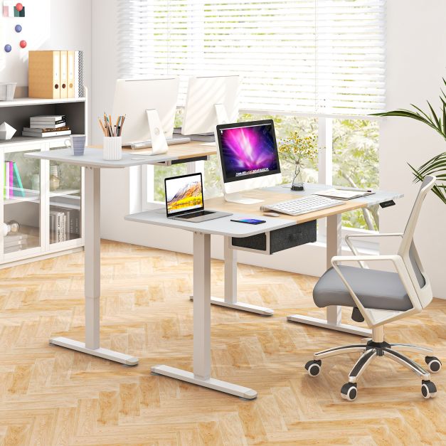Electric Height Adjustable Standing Desk with USB Charging Port-Natural