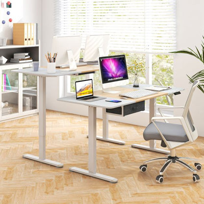 Electric Height Adjustable Standing Desk with USB Charging Port-Natural