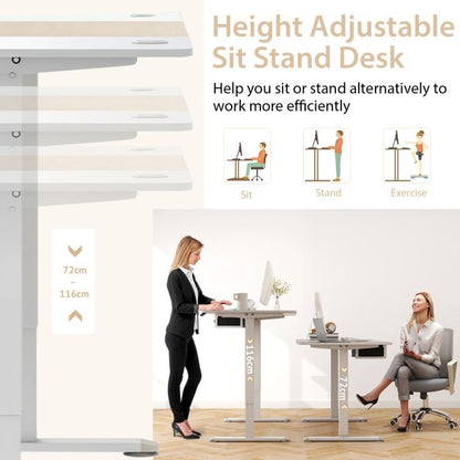 Electric Height Adjustable Standing Desk with USB Charging Port-Natural