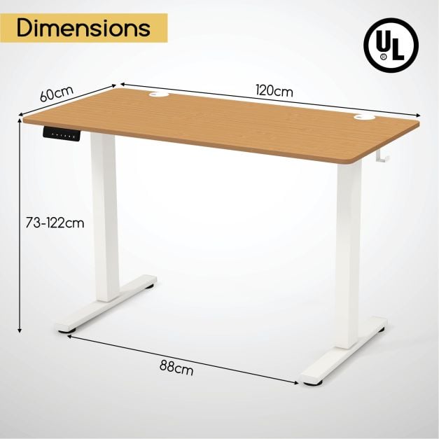 مكتب قائم بارتفاع قابل للتعديل 120 × 60 سم مع 3 ارتفاعات ذاكرة - طبيعي