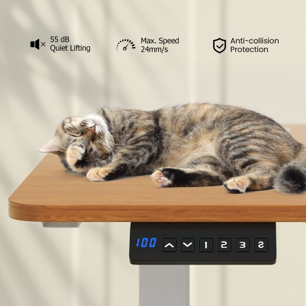 140 x 60 CM Height Adjustable Standing Desk with 3 Memory Heights-Natural