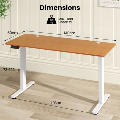 140 x 60 CM Height Adjustable Standing Desk with 3 Memory Heights-Natural