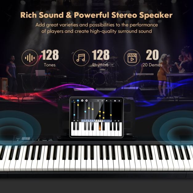 88-Key Electronic Keyboard with Storage Bag for Kids and Adults-Black