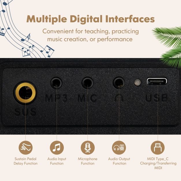 88-Key Electronic Keyboard with Storage Bag for Kids and Adults-Black