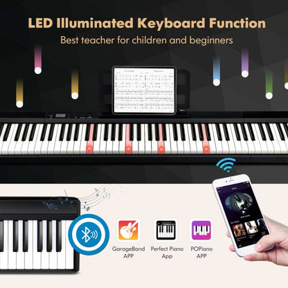 88-Key Electronic Keyboard with Storage Bag for Kids and Adults-Black