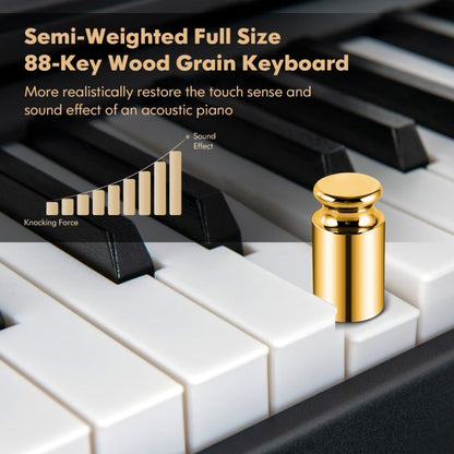 88-Key Electronic Keyboard with Storage Bag for Kids and Adults-Black